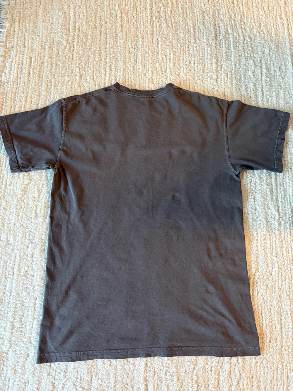 VINTAGE YSL Saint Laurent Taupe Brown Short Sleeve Logo Tee with White Print - Picture 4 of 5